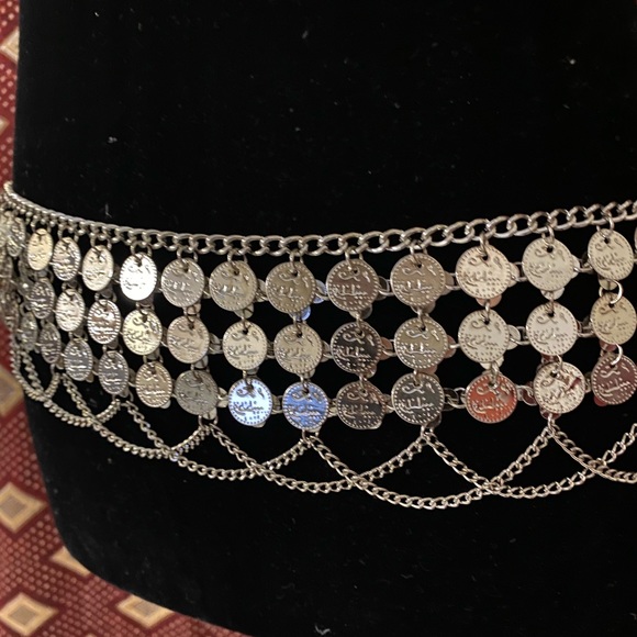 Silver Gypsy boho Metal Coin Coin Belt Adjustable - Picture 4 of 6